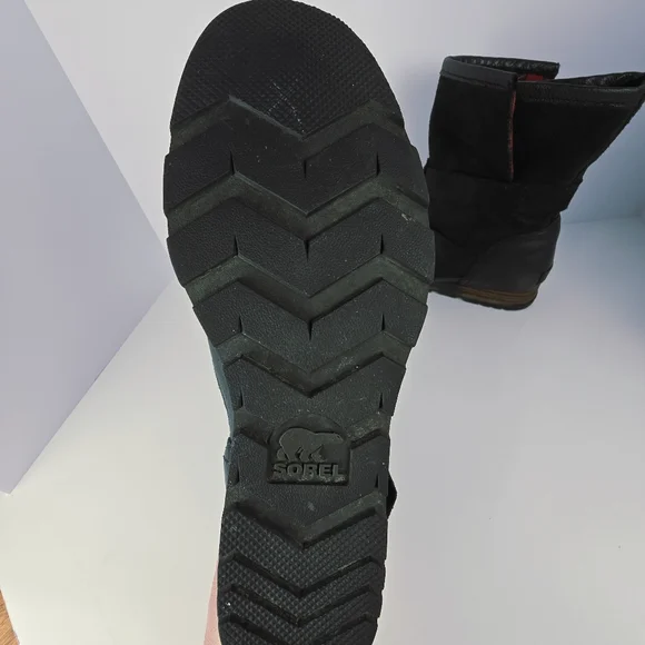 Sorel Black Leather Boots Womens 7 Plaid Lining Buckles - Picture 15 of 15